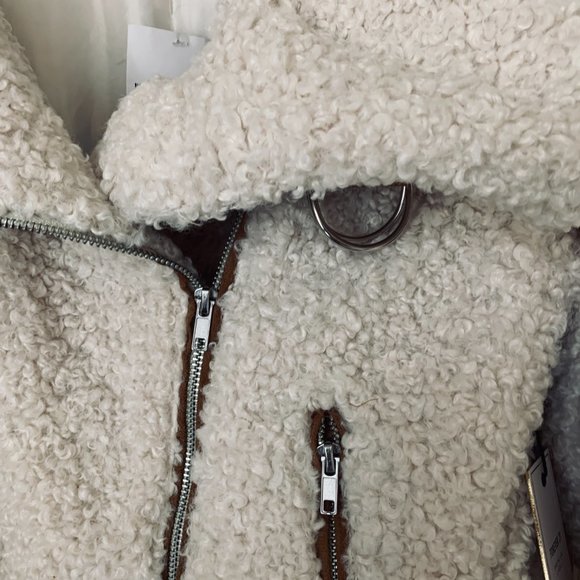 SHIRPA MOTO Jacket With Suede Trim In Light Cream - Picture 5 of 9